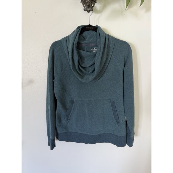 LL Bean Womens Cozy Pullover Cowl Neck Sweatshirt Long Sleeve Kangaroo Pocket -M - Picture 2 of 6